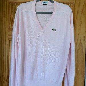 Vintage Lacoste Sweater Mens Large Pale Pink 90s USA Crocodile Orlon Acrylic
